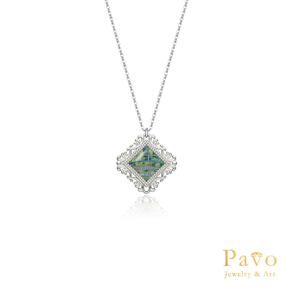 莫內《睡蓮與日本橋》藝術鑲嵌項鍊系列