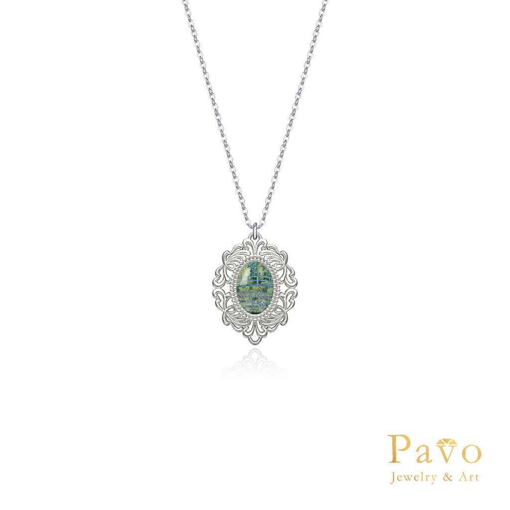 莫內《睡蓮與日本橋》藝術鑲嵌項鍊系列