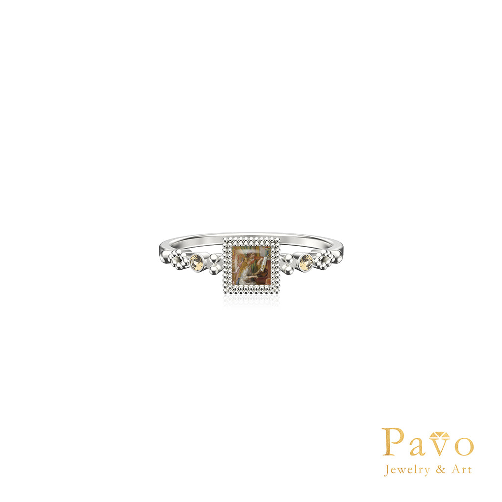 雷諾瓦《彈鋼琴的少女》藝術鑲嵌戒指系列