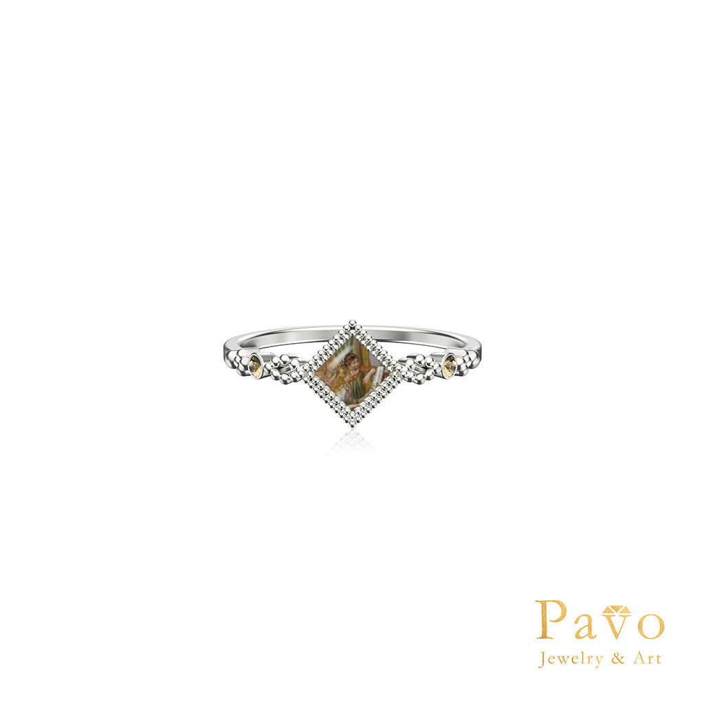 雷諾瓦《彈鋼琴的少女》藝術鑲嵌戒指系列