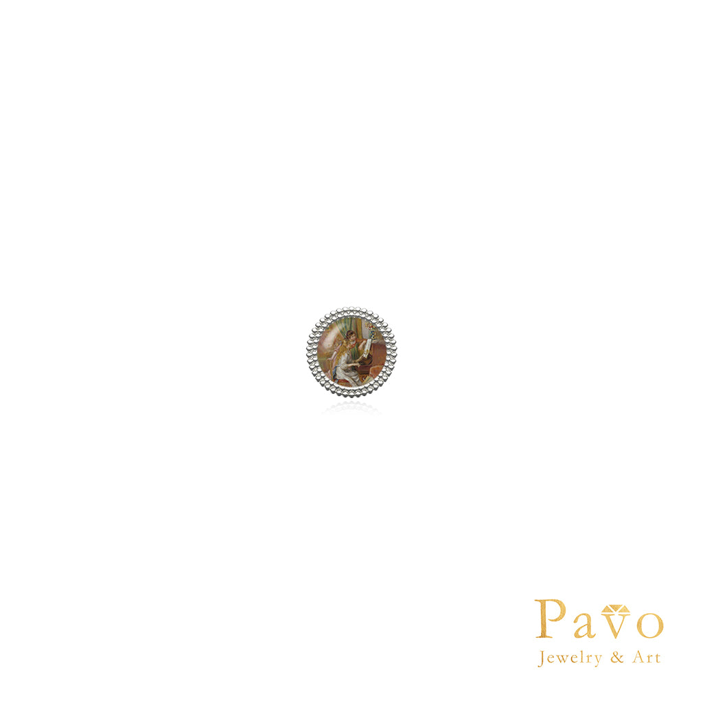 雷諾瓦《彈鋼琴的少女》藝術鑲嵌耳環系列