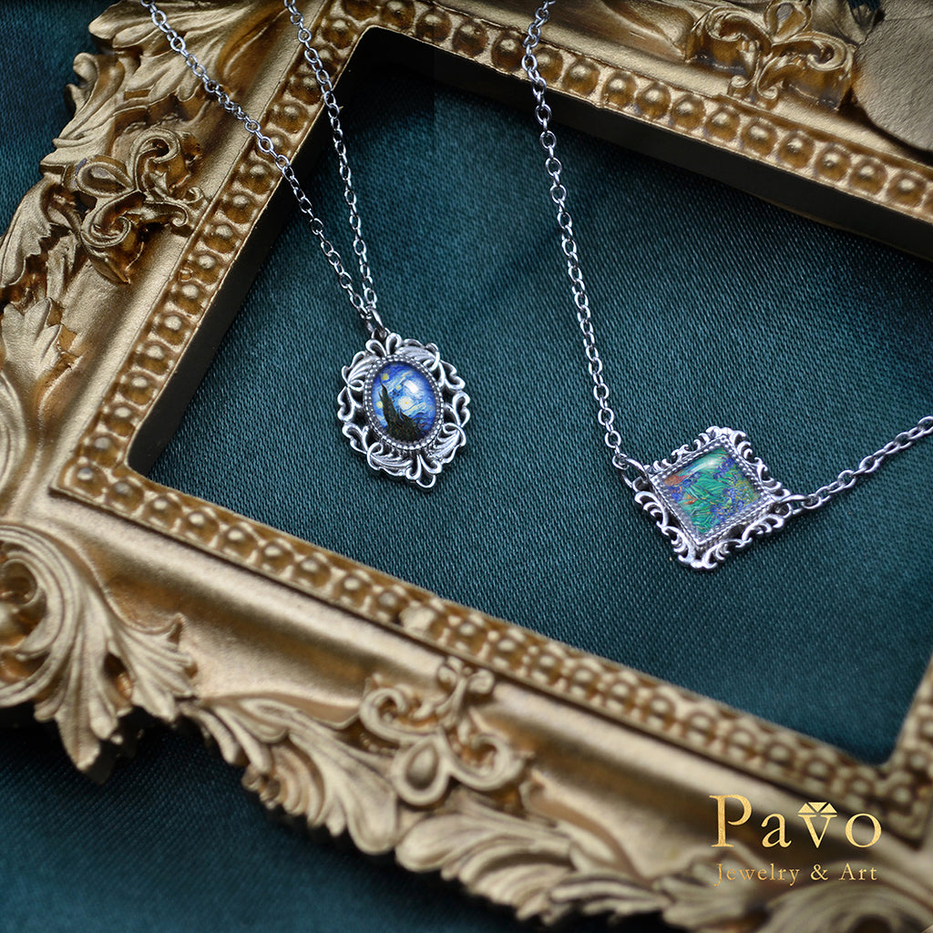 雷諾瓦《彈鋼琴的少女》藝術鑲嵌項鍊系列