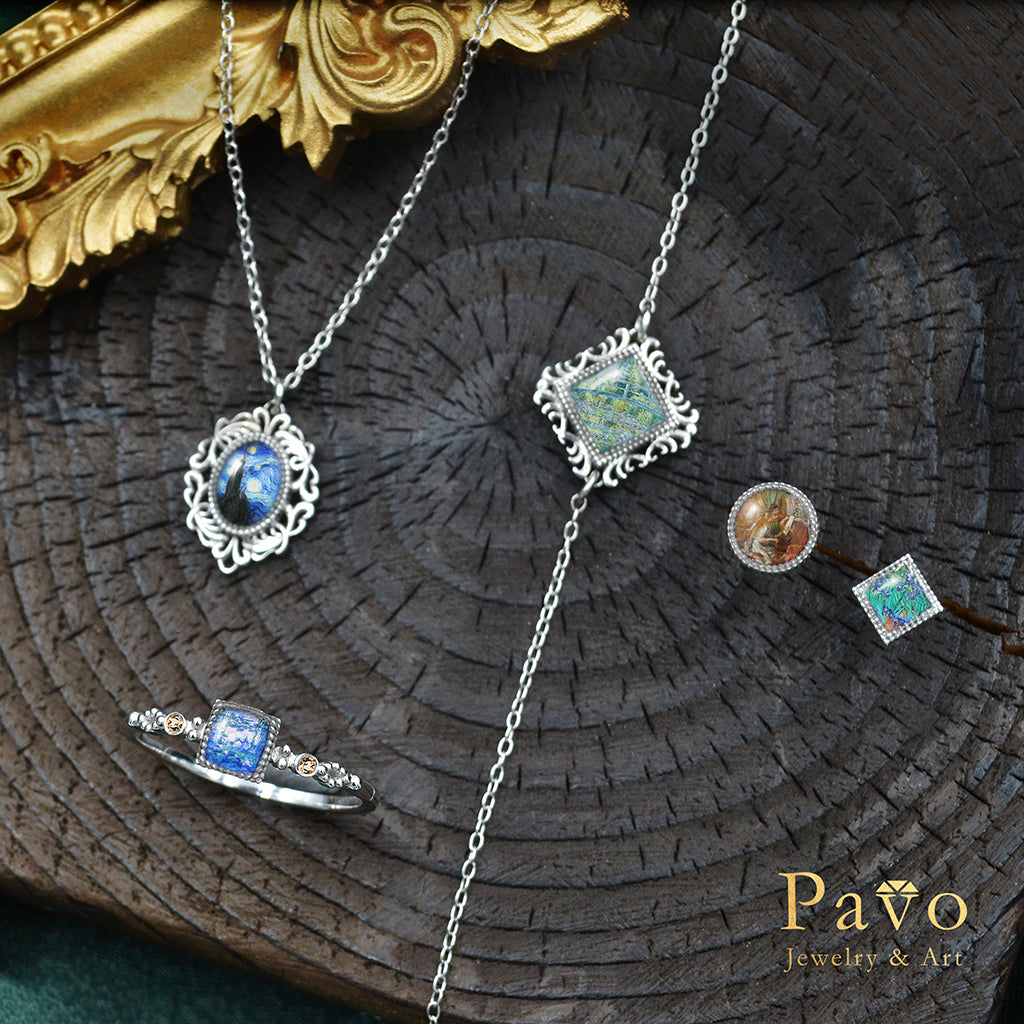 雷諾瓦《彈鋼琴的少女》藝術鑲嵌項鍊系列