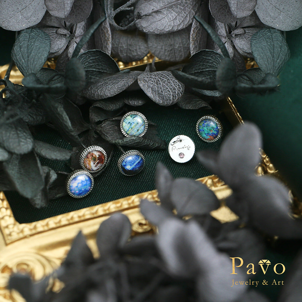 莫內《睡蓮與日本橋》藝術鑲嵌耳環系列