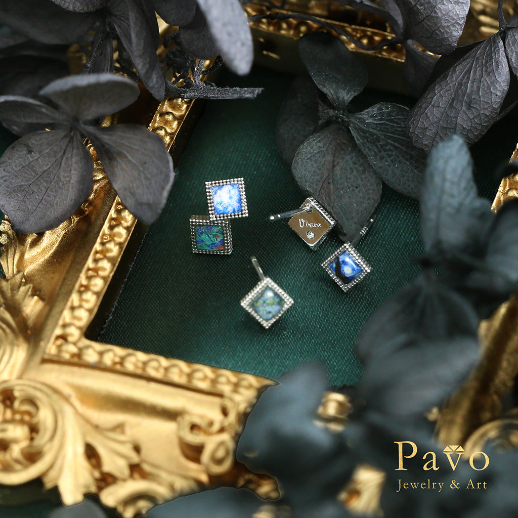 莫內《睡蓮與日本橋》藝術鑲嵌耳環系列