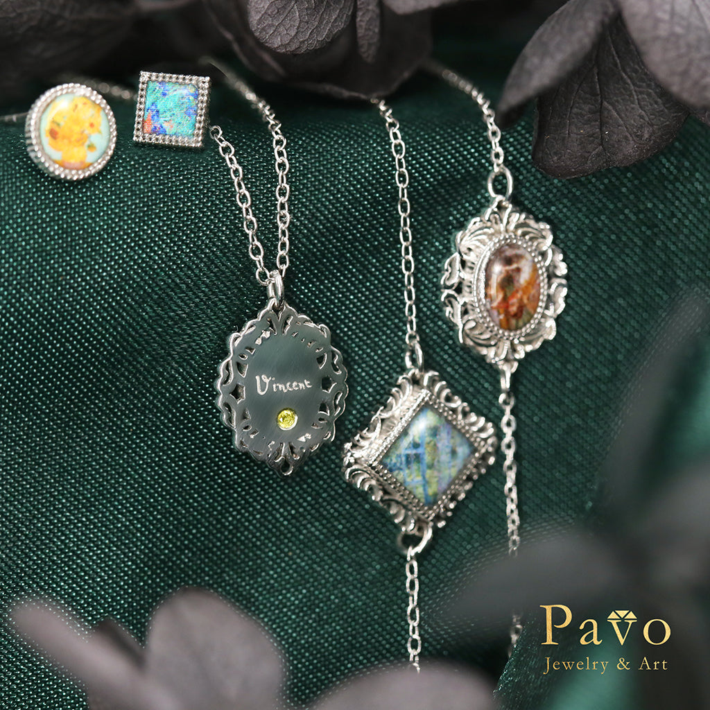 雷諾瓦《彈鋼琴的少女》藝術鑲嵌項鍊系列