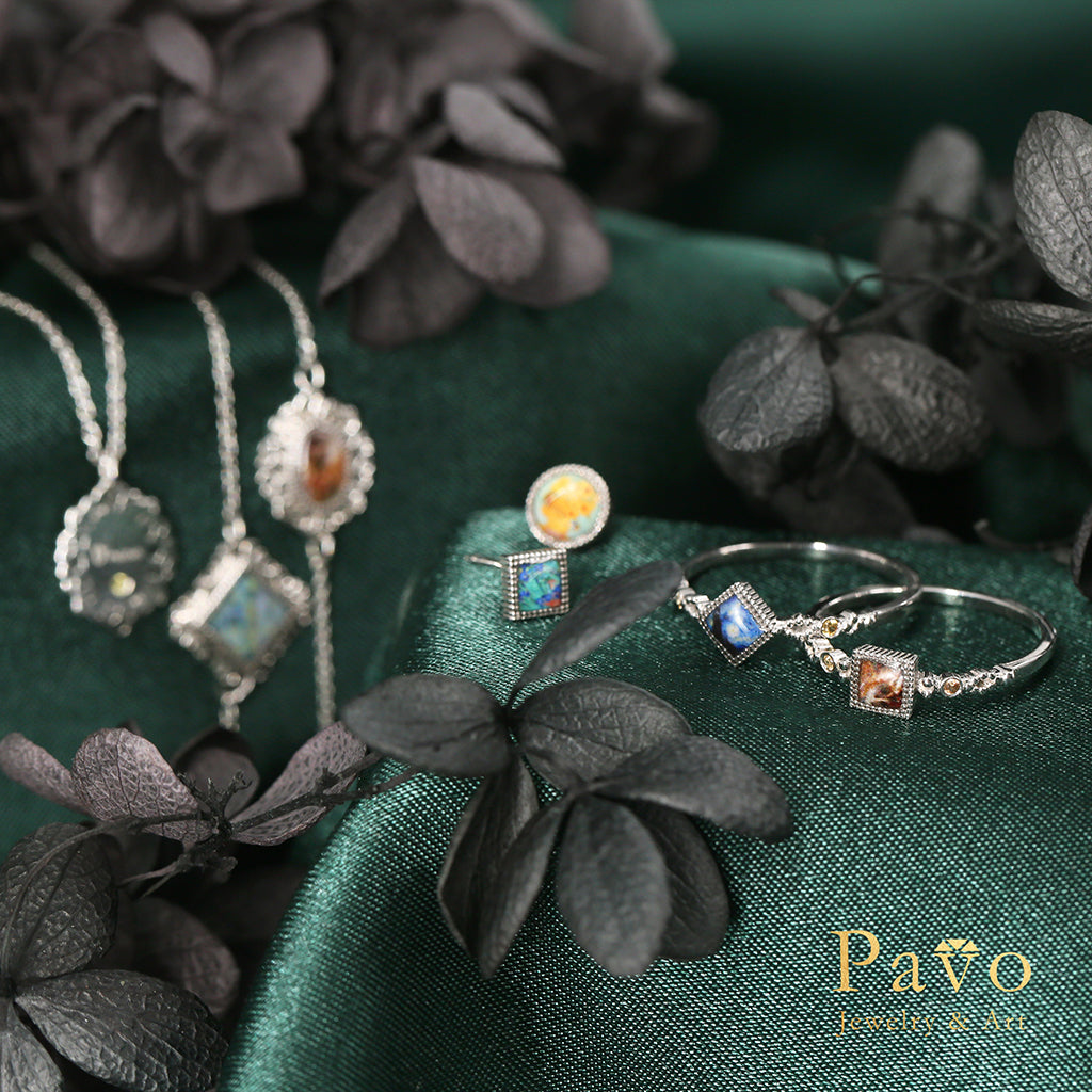 梵谷《星夜》藝術鑲嵌戒指系列