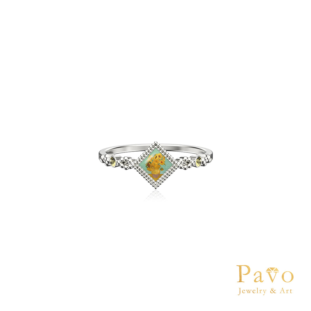 梵谷《十二朵向日葵》藝術鑲嵌戒指系列