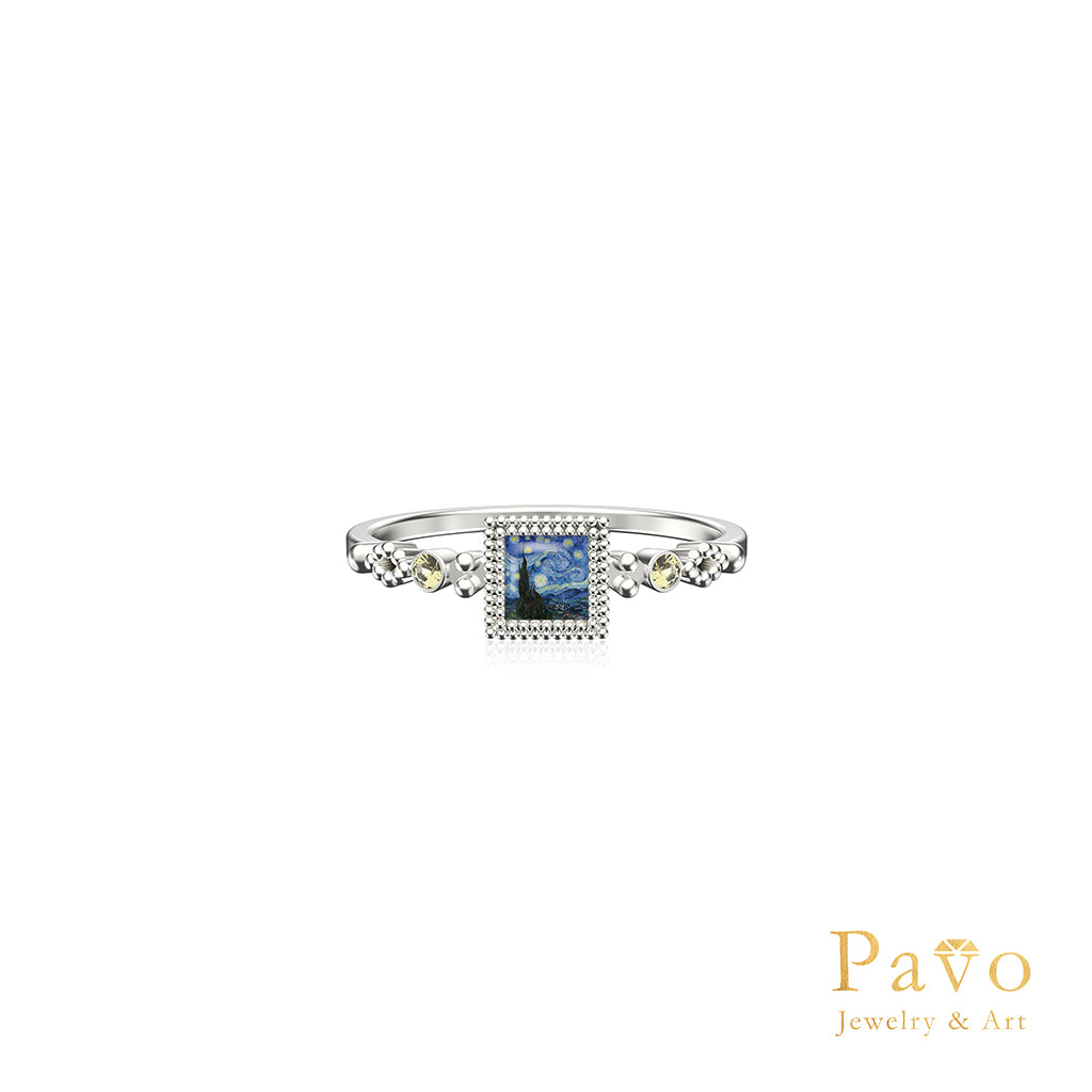 梵谷《星夜》藝術鑲嵌戒指系列