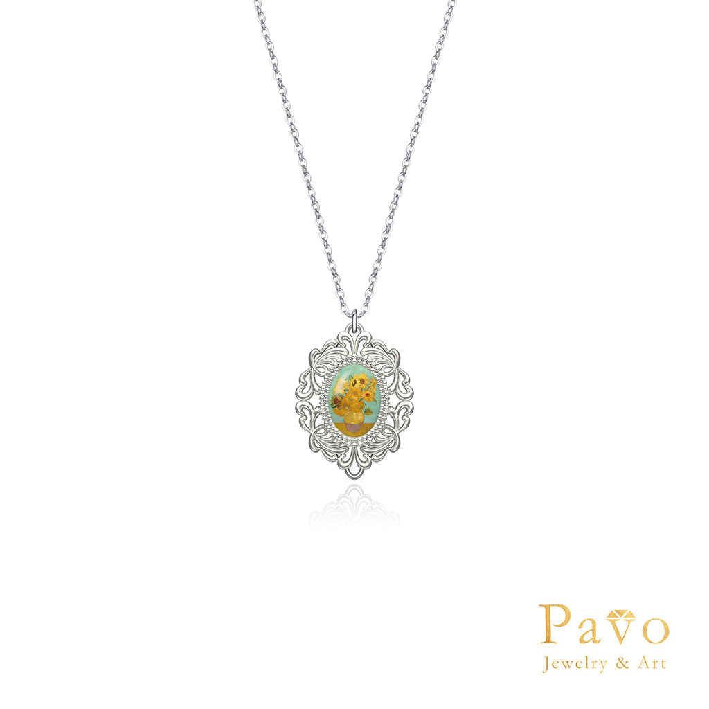 梵谷《十二朵向日葵》藝術鑲嵌項鍊系列