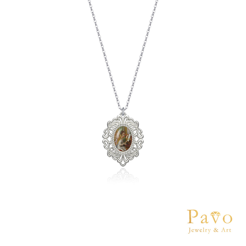 雷諾瓦《彈鋼琴的少女》藝術鑲嵌項鍊系列