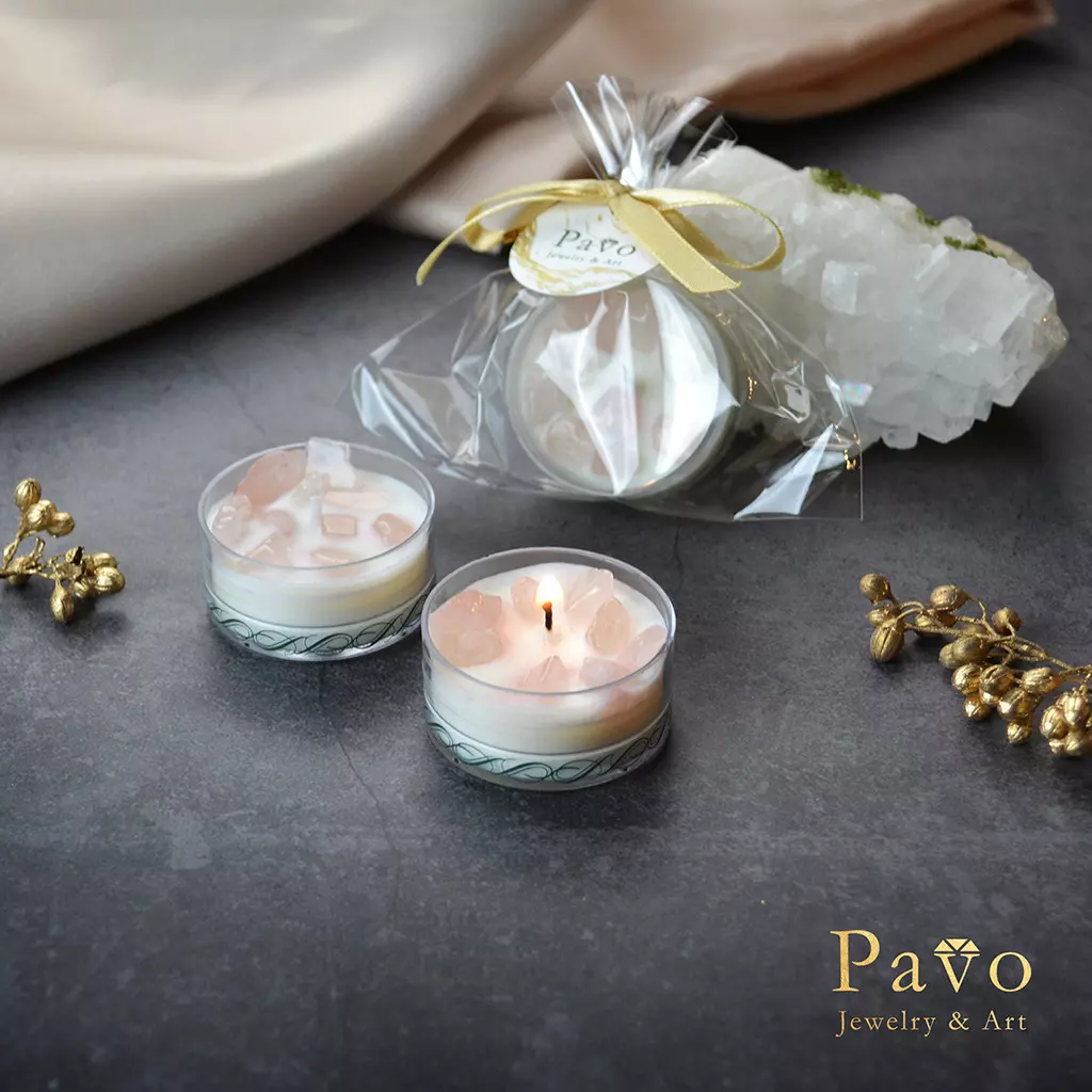 Pavo 專屬香氛水晶大豆茶蠟燭-粉水晶