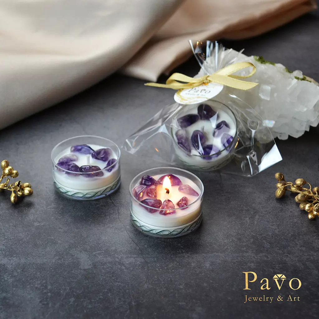 Pavo 專屬香氛水晶大豆茶蠟燭-紫水晶
