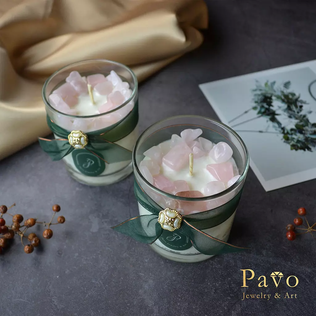 Pavo 專屬香氛水晶大豆蠟燭-粉水晶