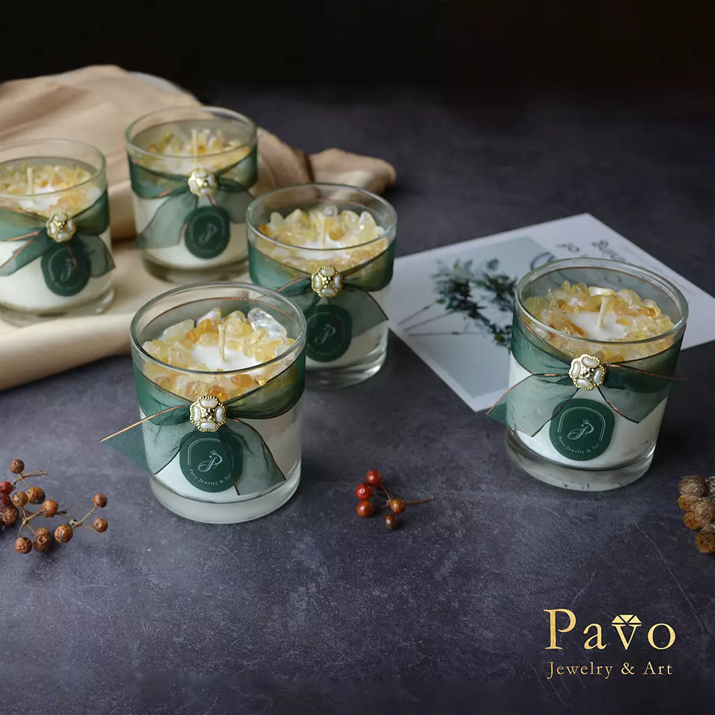Pavo 專屬香氛水晶大豆蠟燭-黃水晶展示