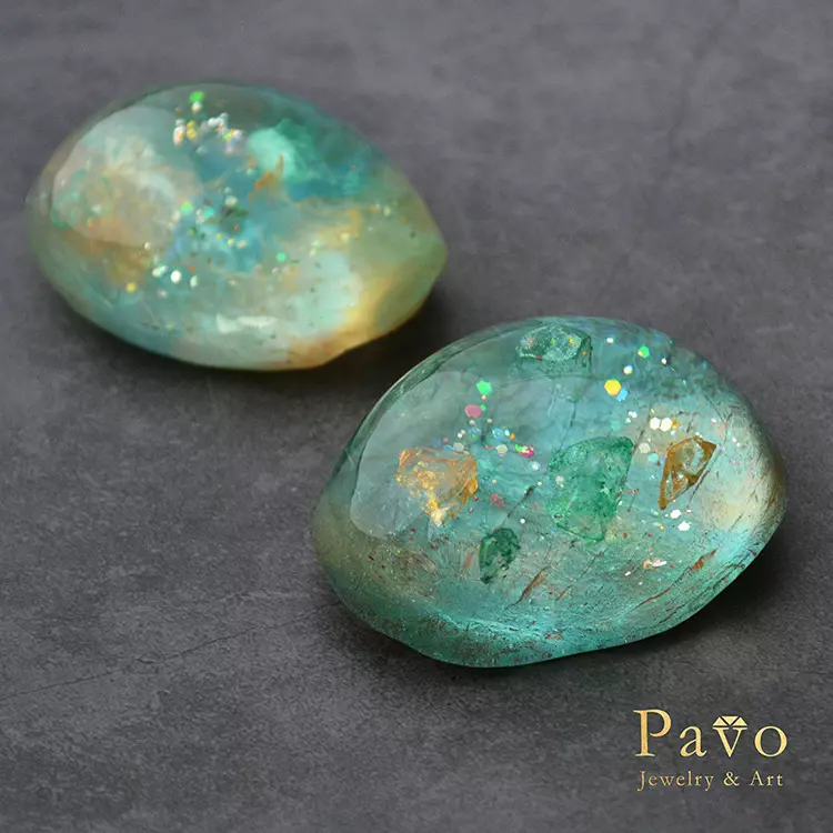 藝術寶石皂 八月誕生石 共生系列-橄欖石 Peridot 一對