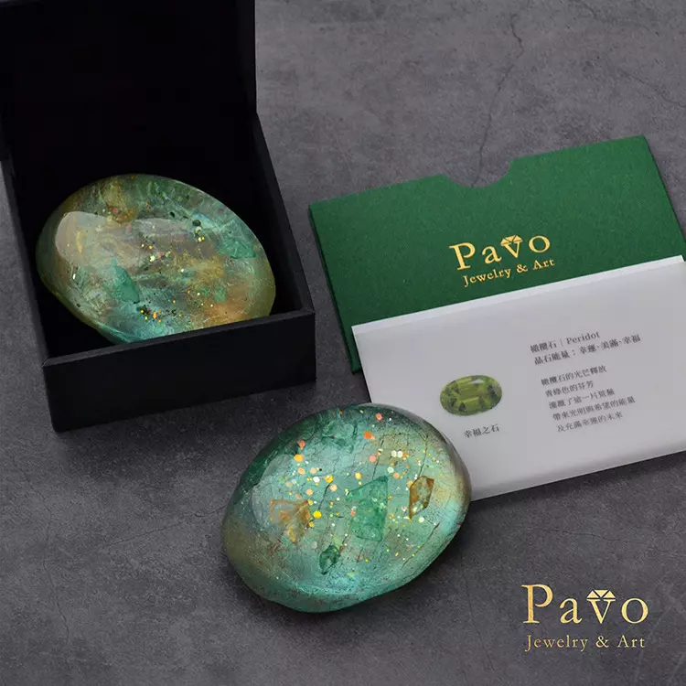 藝術寶石皂 八月誕生石 共生系列-橄欖石 Peridot 禮盒